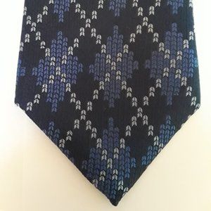 TOMMY HILFIGER - 63% SILK & 37% POLYESTER NECKTIE - NAVE BLUE & BLACK & SILVER